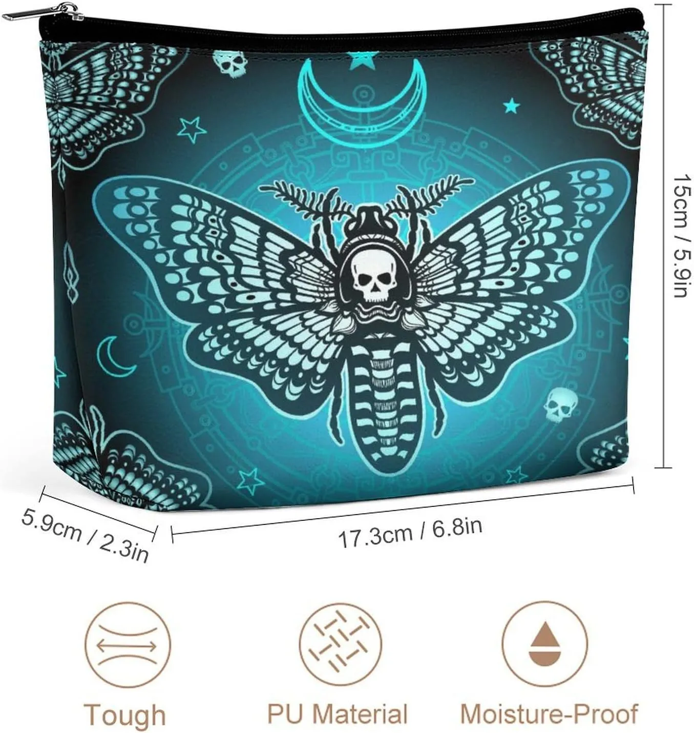 Women PU Leather Cosmetic Bag, Makeup Case Purse Holder Zipper Pouch Handbag Organizer Toiletry Storage 6.8x5.9x2.3 in