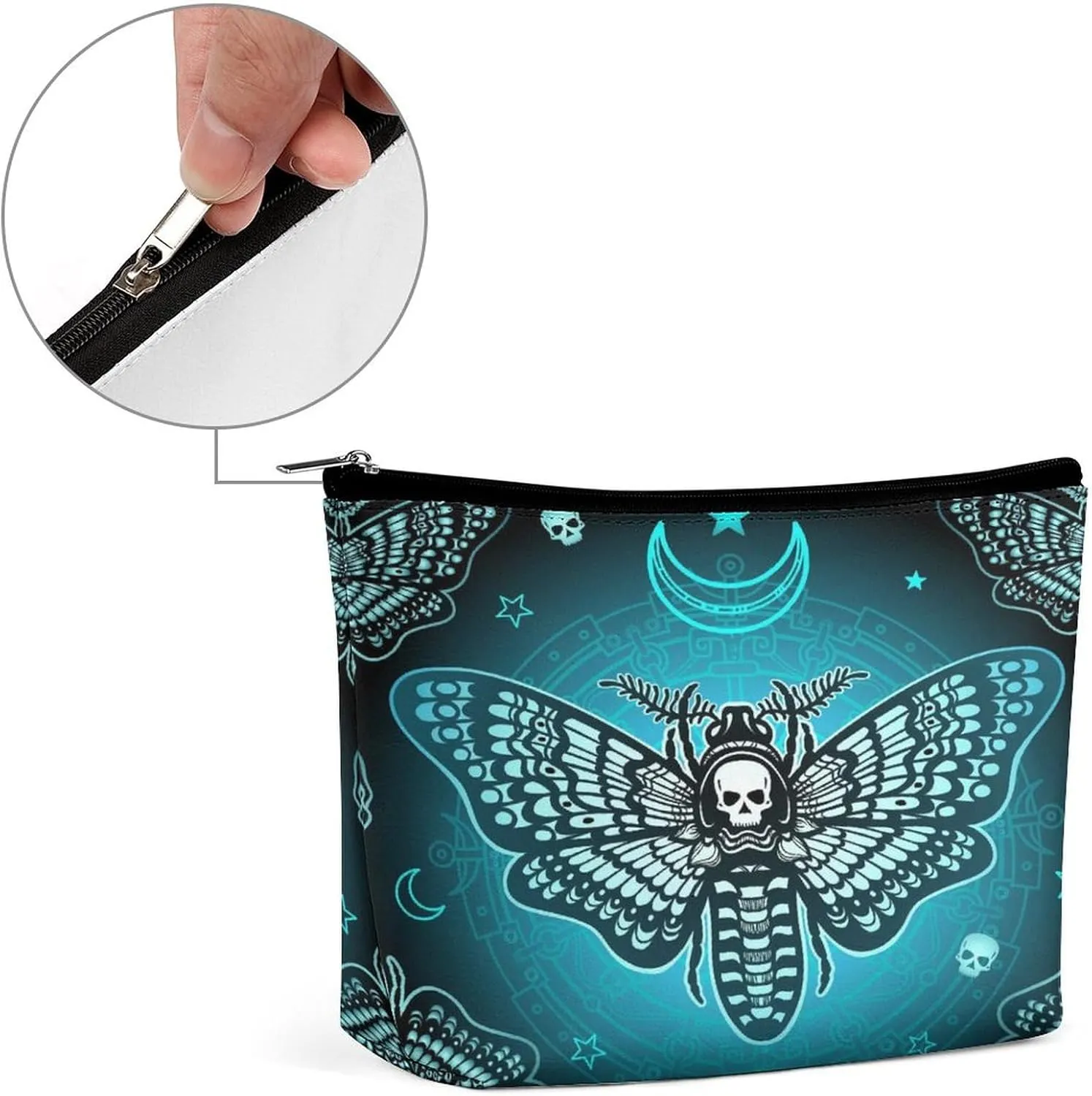 Women PU Leather Cosmetic Bag, Makeup Case Purse Holder Zipper Pouch Handbag Organizer Toiletry Storage 6.8x5.9x2.3 in