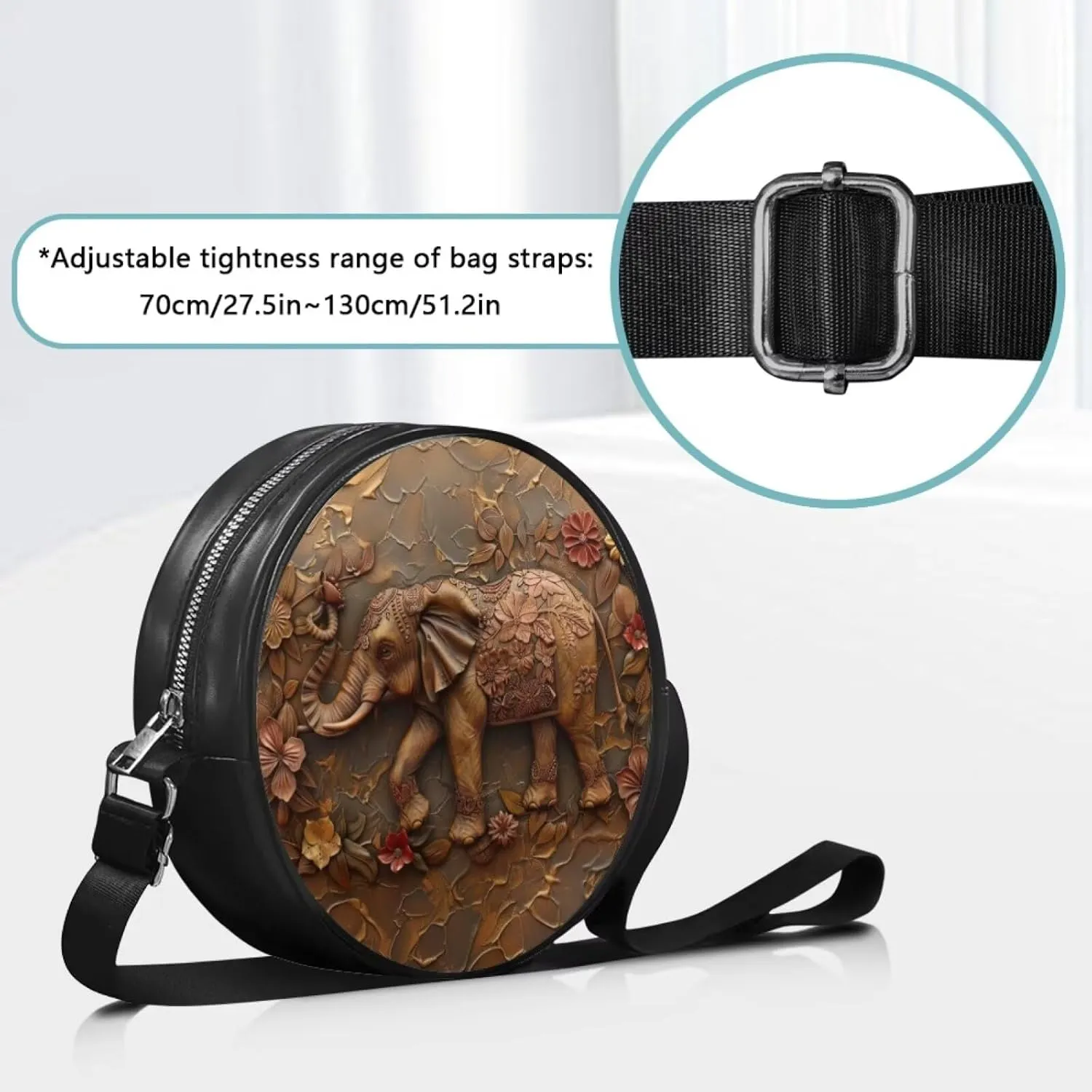 Women Round Shape Crossbody Bag Pu Leather Round Purses Circle Cross Body Shoulder Bag for Party