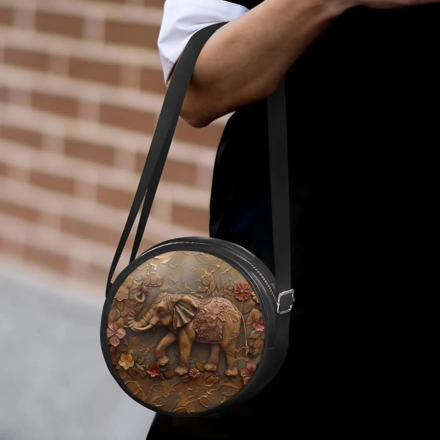 Women Round Shape Crossbody Bag Pu Leather Round Purses Circle Cross Body Shoulder Bag for Party