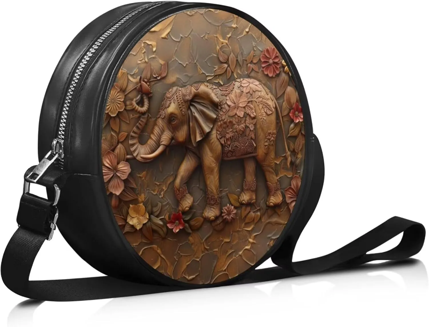 Women Round Shape Crossbody Bag Pu Leather Round Purses Circle Cross Body Shoulder Bag for Party