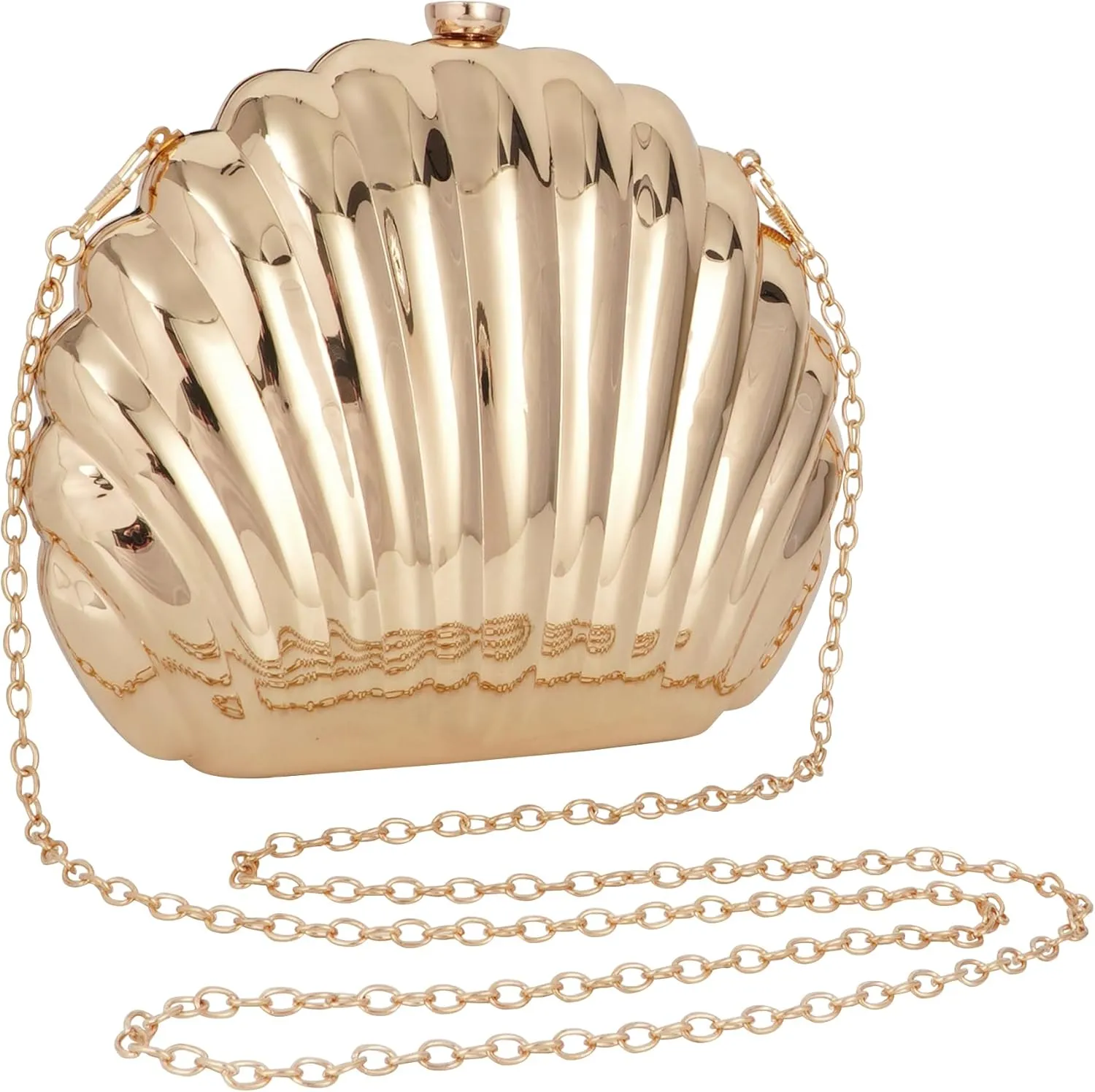Women Seashell Evening Bag Purse Mermaid Chain Strap Clutch Handbag Shoulder Bag