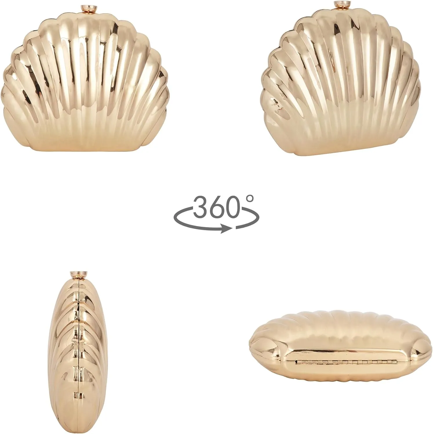 Women Seashell Evening Bag Purse Mermaid Chain Strap Clutch Handbag Shoulder Bag