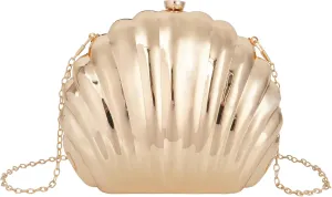 Women Seashell Evening Bag Purse Mermaid Chain Strap Clutch Handbag Shoulder Bag