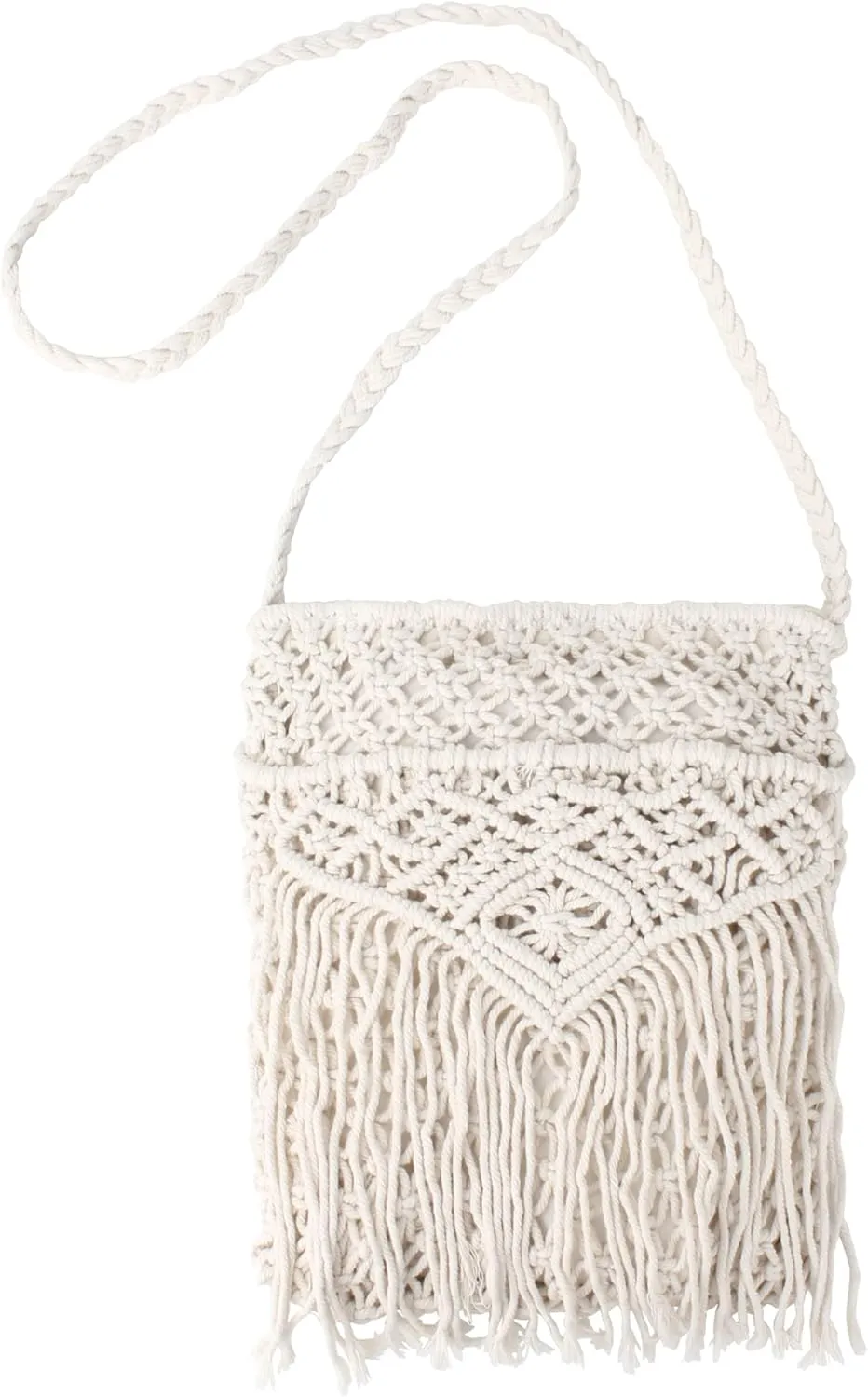 Women Small Cotton Crochet Cross-body Bag Bohemian Shoulder Bag Purse