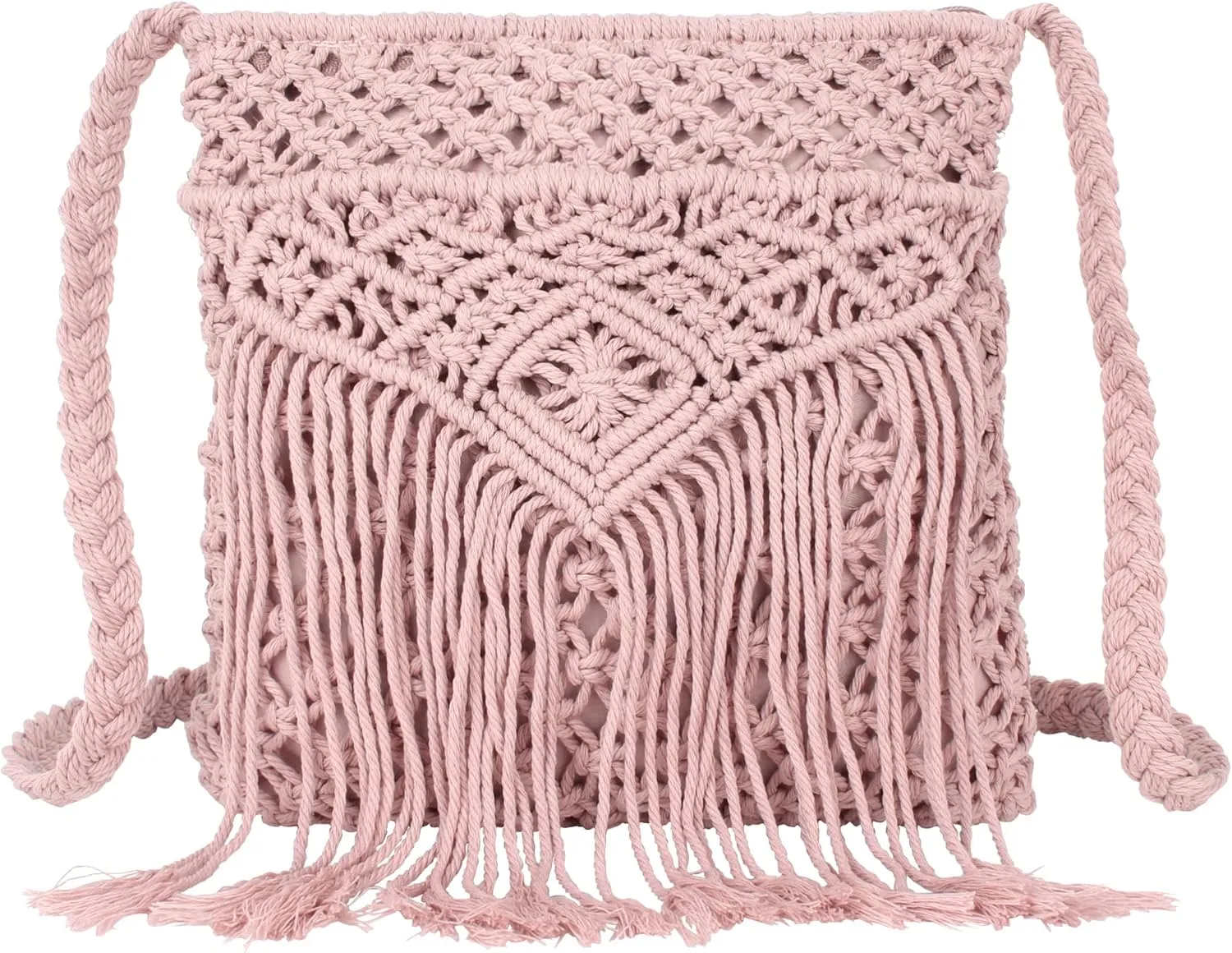 Women Small Cotton Crochet Cross-body Bag Bohemian Shoulder Bag Purse