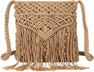 Women Small Cotton Crochet Cross-body Bag Bohemian Shoulder Bag Purse