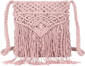 Women Small Cotton Crochet Cross-body Bag Bohemian Shoulder Bag Purse
