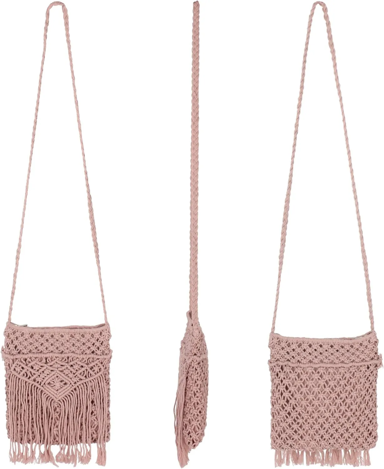 Women Small Cotton Crochet Cross-body Bag Bohemian Shoulder Bag Purse