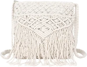 Women Small Cotton Crochet Cross-body Bag Bohemian Shoulder Bag Purse