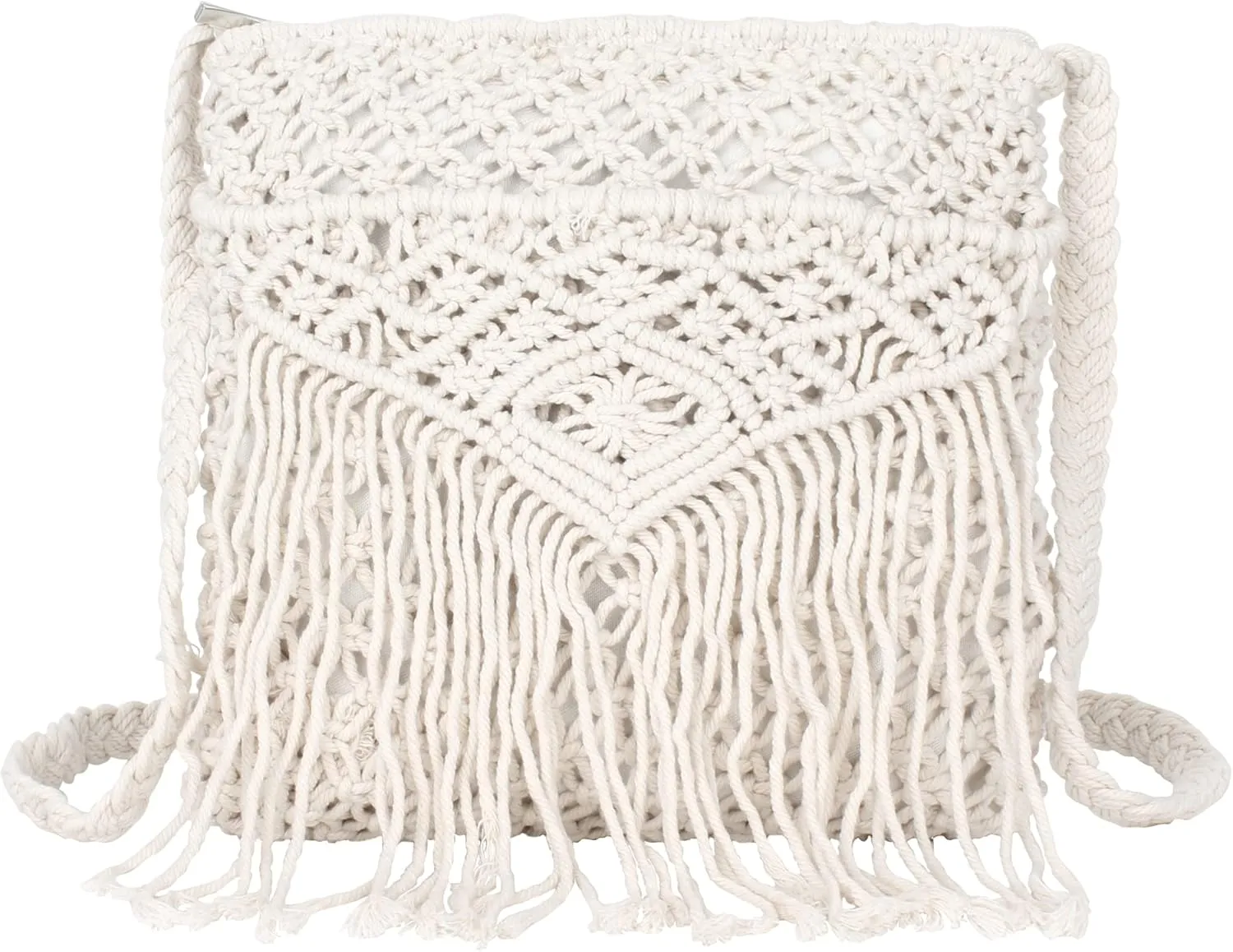 Women Small Cotton Crochet Cross-body Bag Bohemian Shoulder Bag Purse