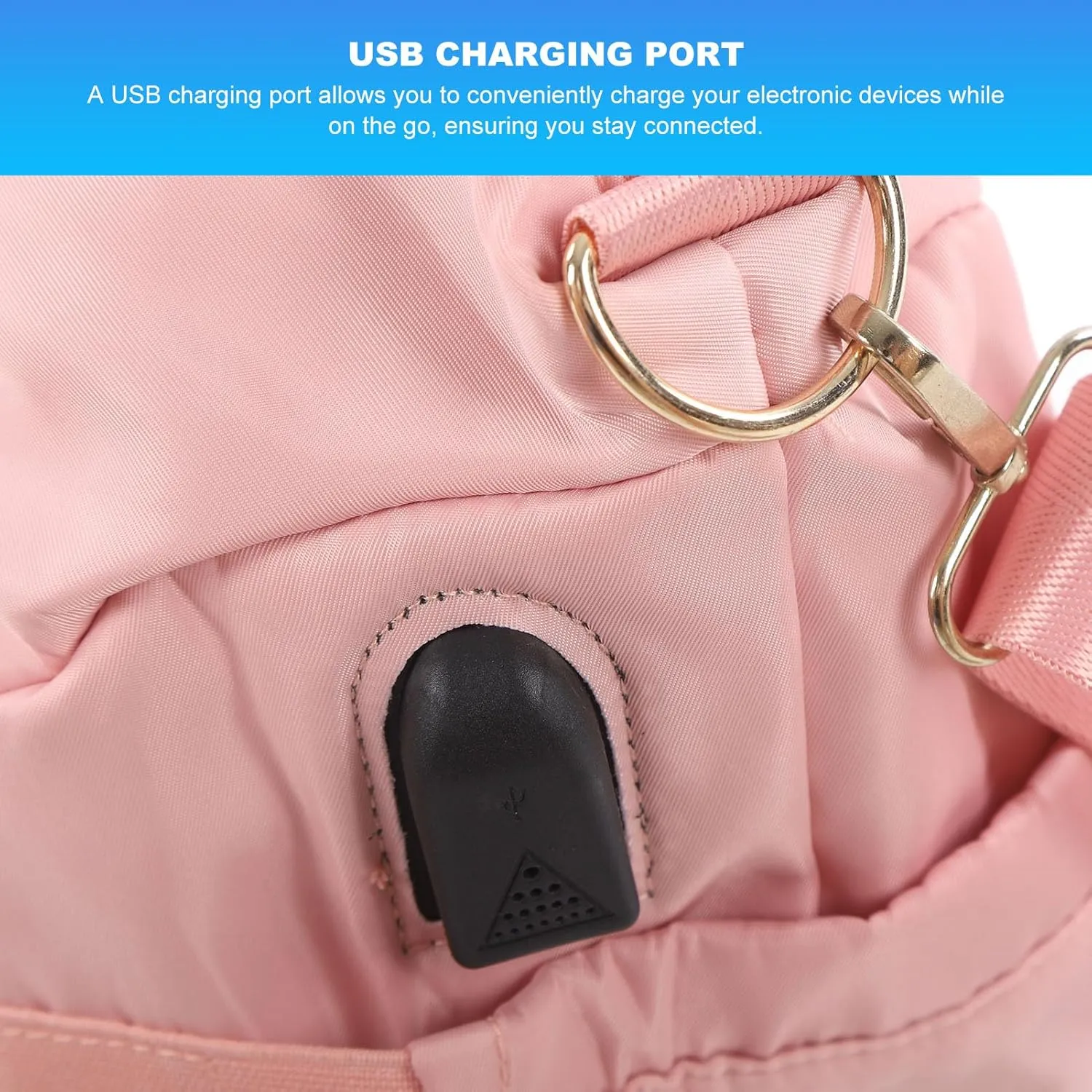 Women Sports Gym Bag Multiple Pockets Large Capacity Workout Travel Bag with USB Charging Port for Fitness Yoga (Pink)