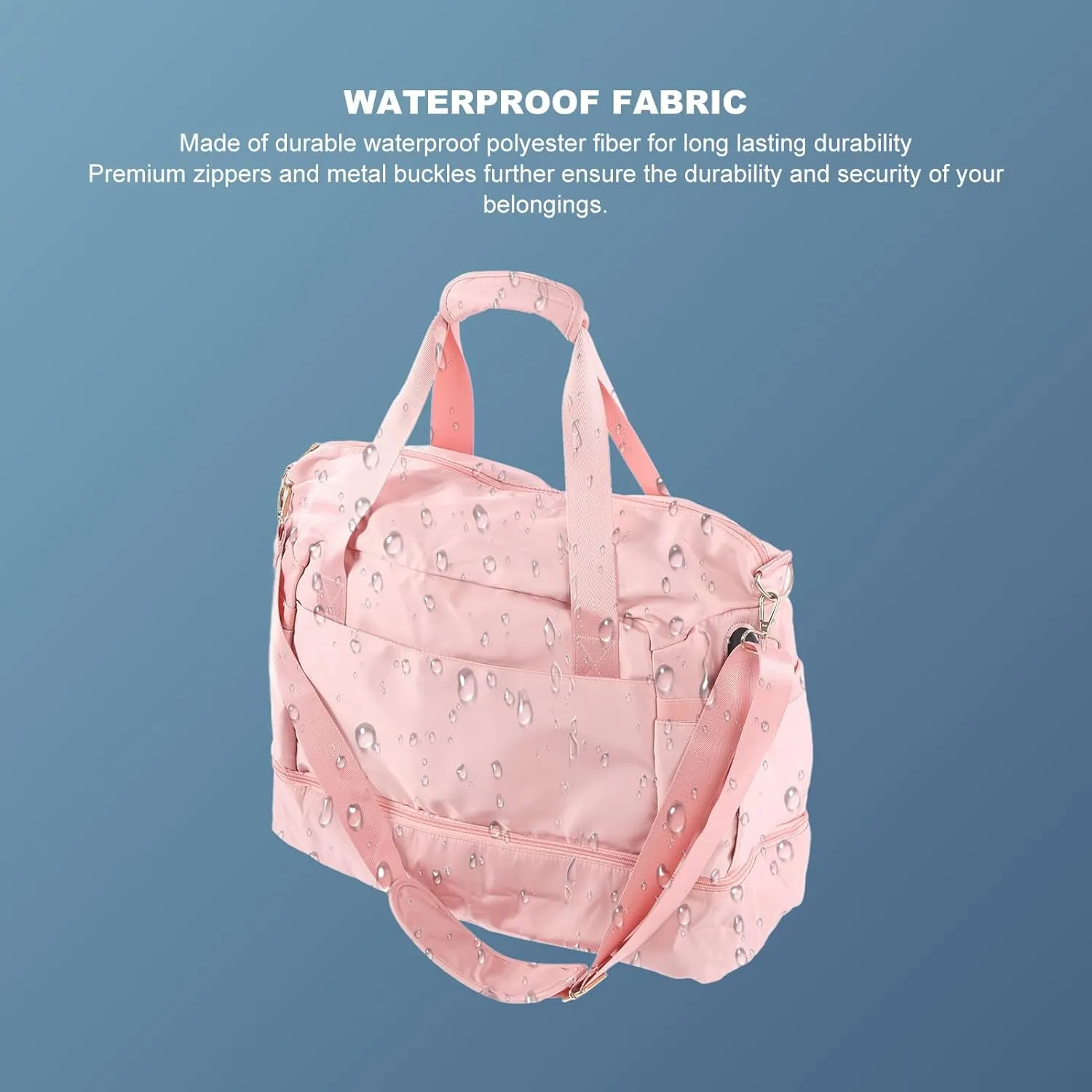 Women Sports Gym Bag Multiple Pockets Large Capacity Workout Travel Bag with USB Charging Port for Fitness Yoga (Pink)