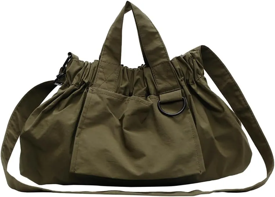 Women Stylish Nylon Shoulder Handbag Large Capacity Crossbody Bag with Adjustable Strap Tote Purse