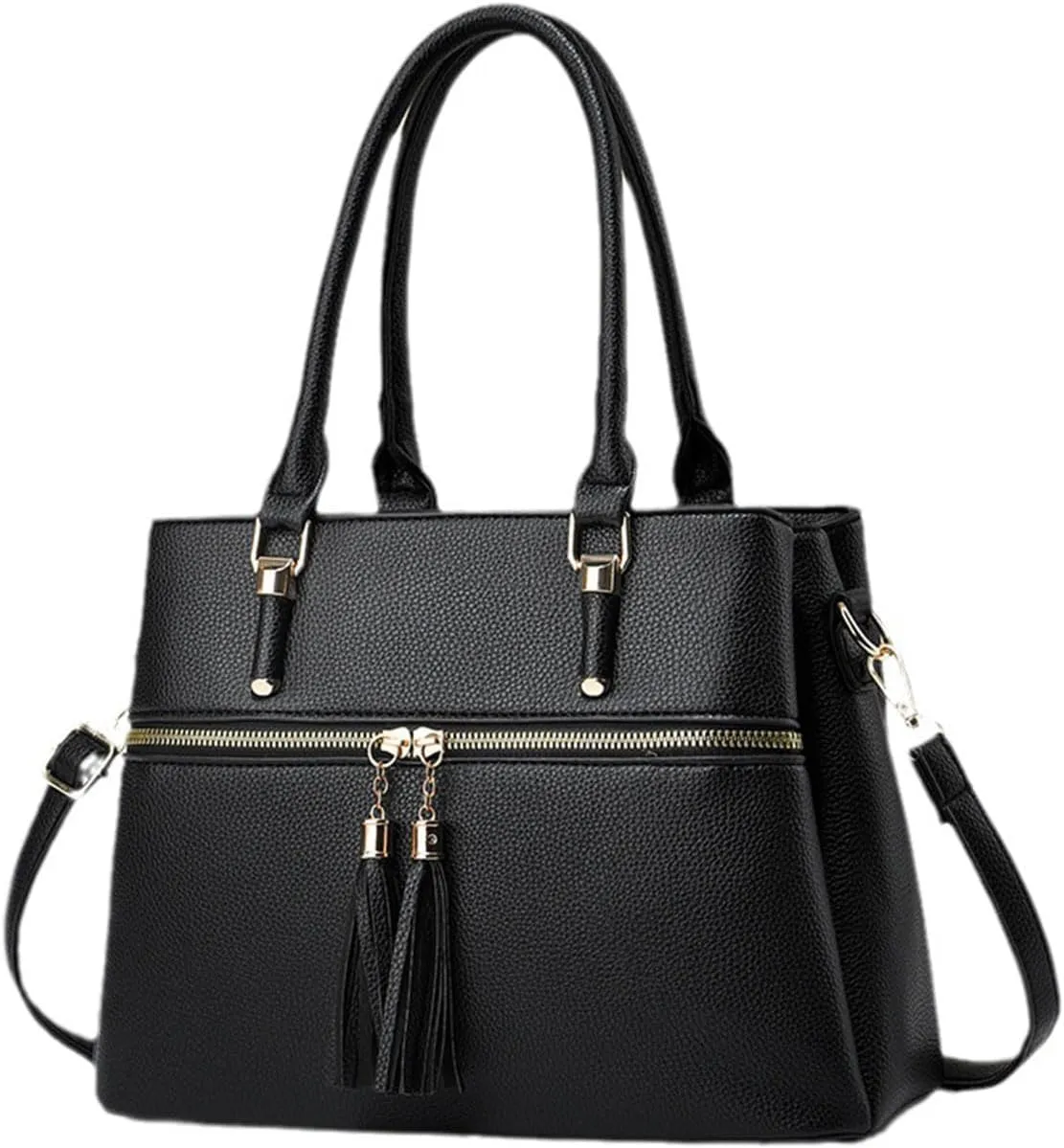 Women Tassels Satchel Bag Top-Handle Bag Shoulder Bag Handbag and Purse Pockets Zipper Leather Crossbody Bag Tote