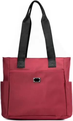 Women Tote Bag with Zipper Nylon Overnight Handbag Multiple Pockets Waterproof Shoulder Bag for Work Travel