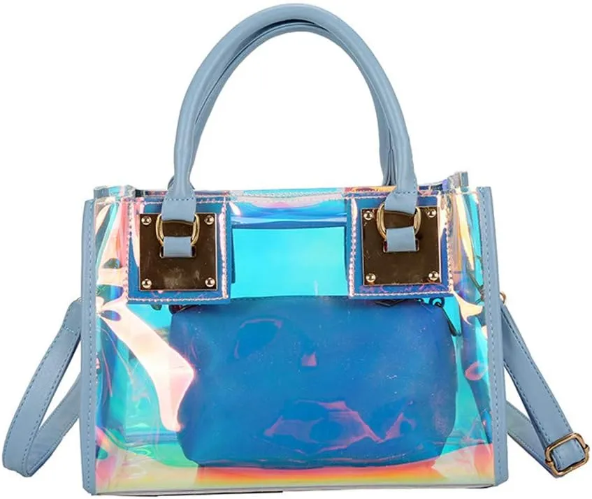 Women Transparent Shoulder Crossbody Bag, 2 in 1 Designer Fashion Handbag Purse