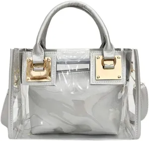 Women Transparent Shoulder Crossbody Bag, 2 in 1 Designer Fashion Handbag Purse