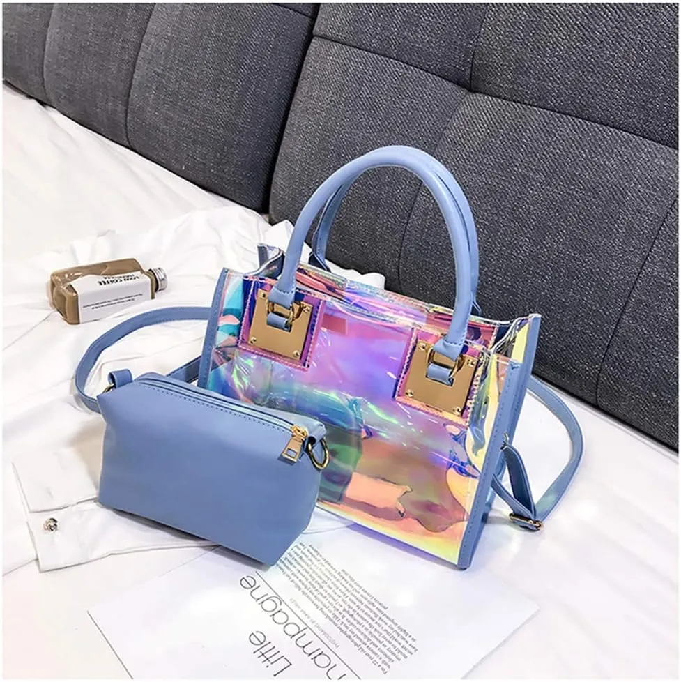 Women Transparent Shoulder Crossbody Bag, 2 in 1 Designer Fashion Handbag Purse