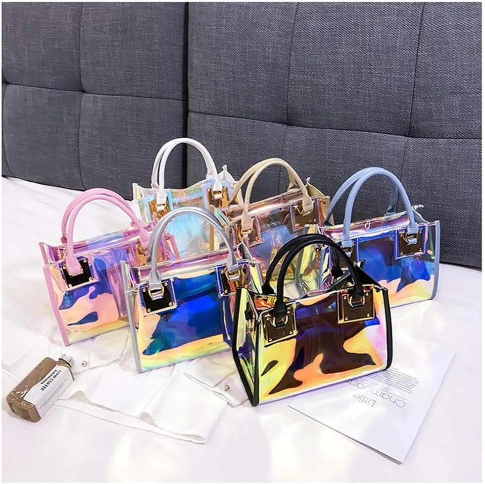 Women Transparent Shoulder Crossbody Bag, 2 in 1 Designer Fashion Handbag Purse