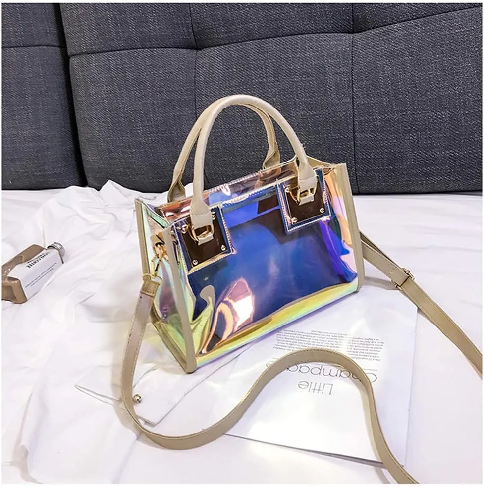 Women Transparent Shoulder Crossbody Bag, 2 in 1 Designer Fashion Handbag Purse