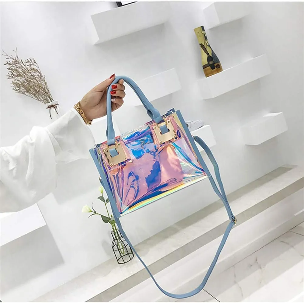Women Transparent Shoulder Crossbody Bag, 2 in 1 Designer Fashion Handbag Purse