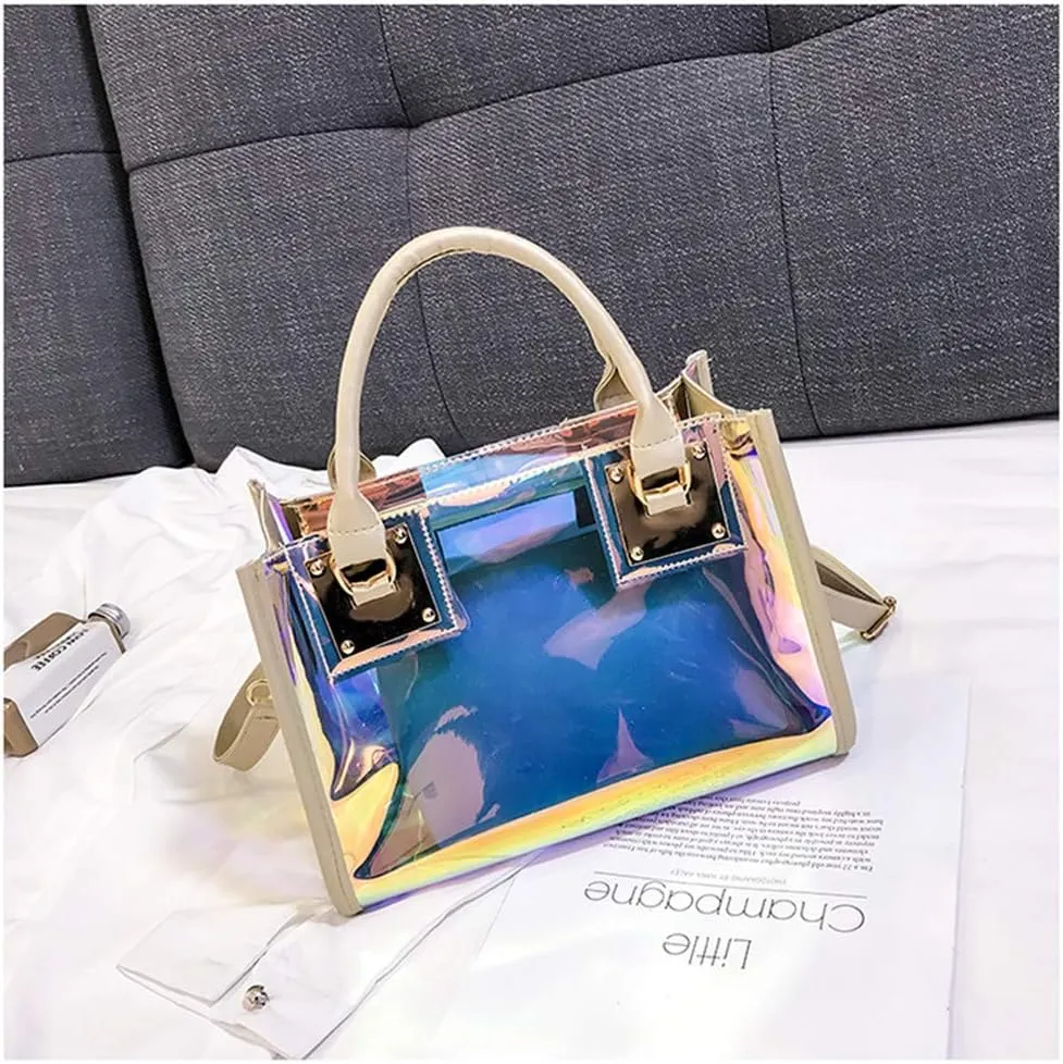 Women Transparent Shoulder Crossbody Bag, 2 in 1 Designer Fashion Handbag Purse