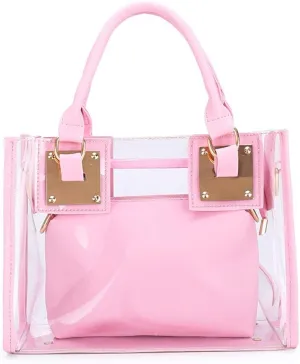 Women Transparent Shoulder Crossbody Bag, 2 in 1 Designer Fashion Handbag Purse