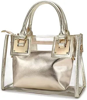 Women Transparent Shoulder Crossbody Bag, 2 in 1 Designer Fashion Handbag Purse