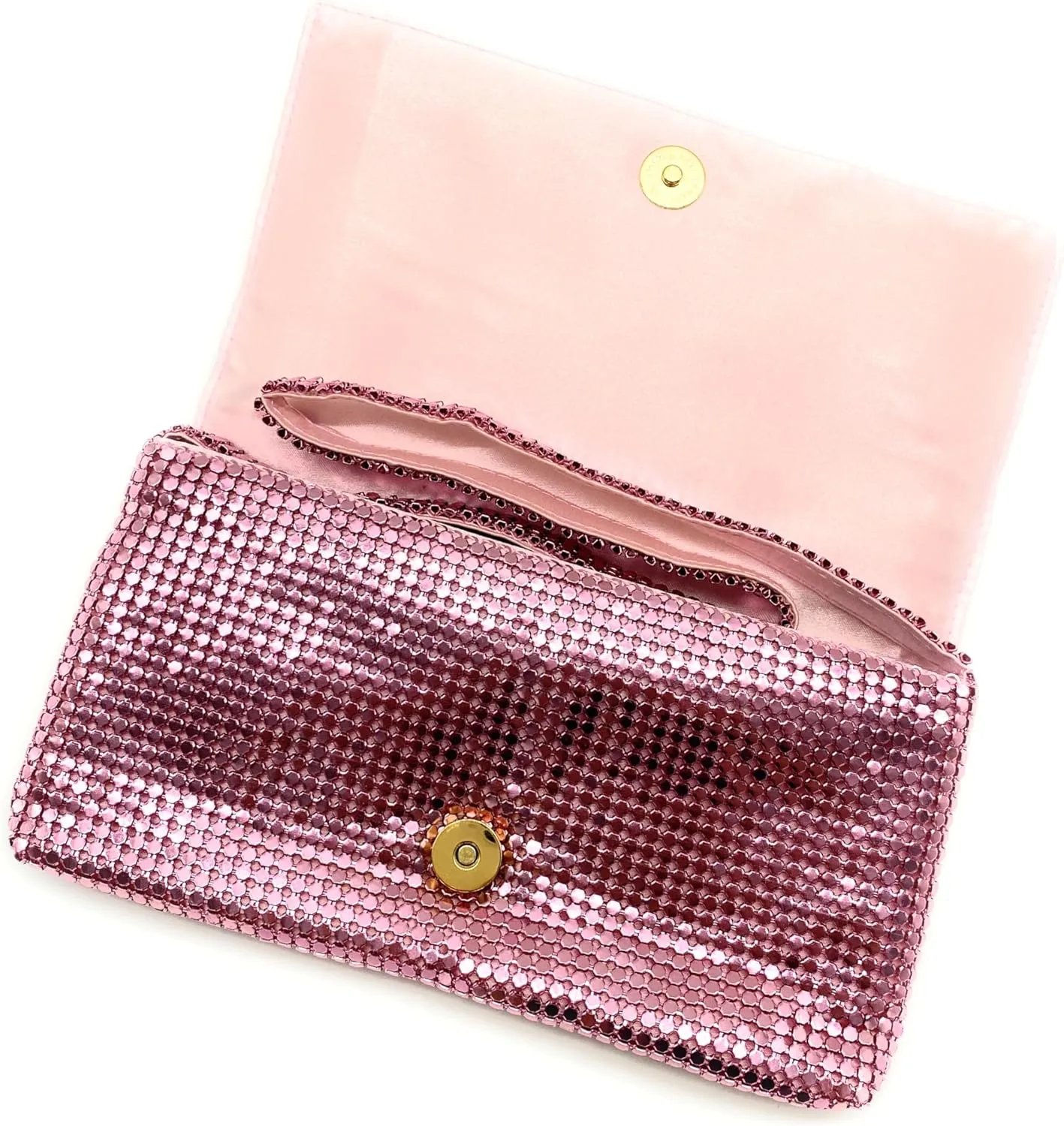Women Vintage Evening Clutch Metal Mesh soft purse with Short Shoulder Strap for Parties, Weddings, Events