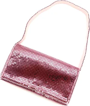 Women Vintage Evening Clutch Metal Mesh soft purse with Short Shoulder Strap for Parties, Weddings, Events