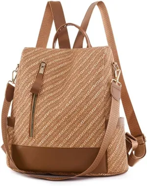 Women's Backpack Casual Daypack Large Capacity College Bookbag Lightweight Fashion Multipurpose Design Handbag Shoulder Bags (Brown)