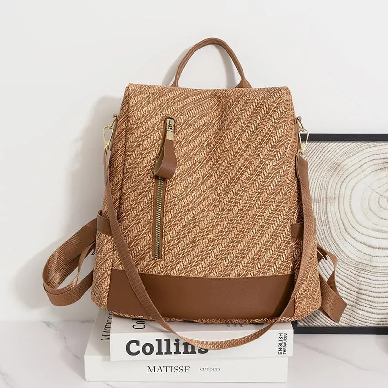 Women's Backpack Casual Daypack Large Capacity College Bookbag Lightweight Fashion Multipurpose Design Handbag Shoulder Bags (Brown)