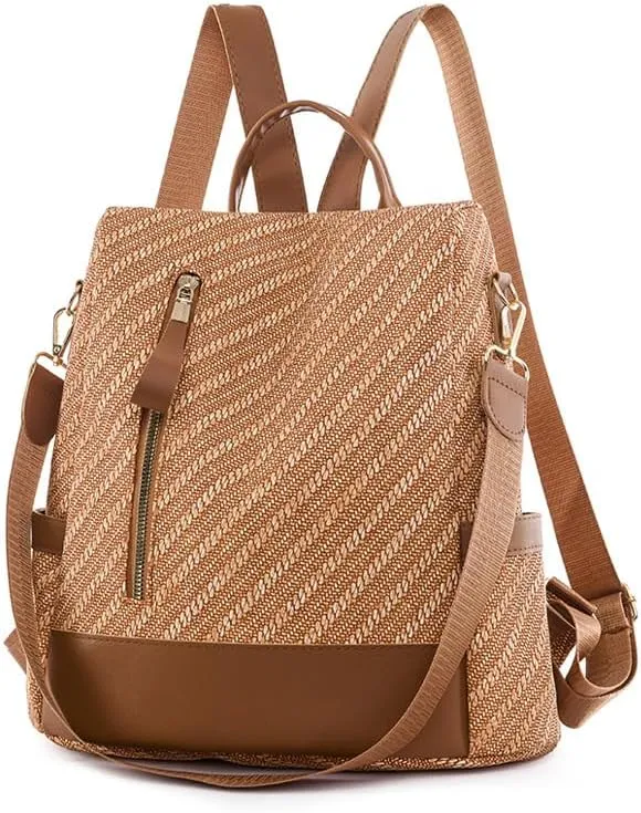 Women's Backpack Casual Daypack Large Capacity College Bookbag Lightweight Fashion Multipurpose Design Handbag Shoulder Bags (Brown)