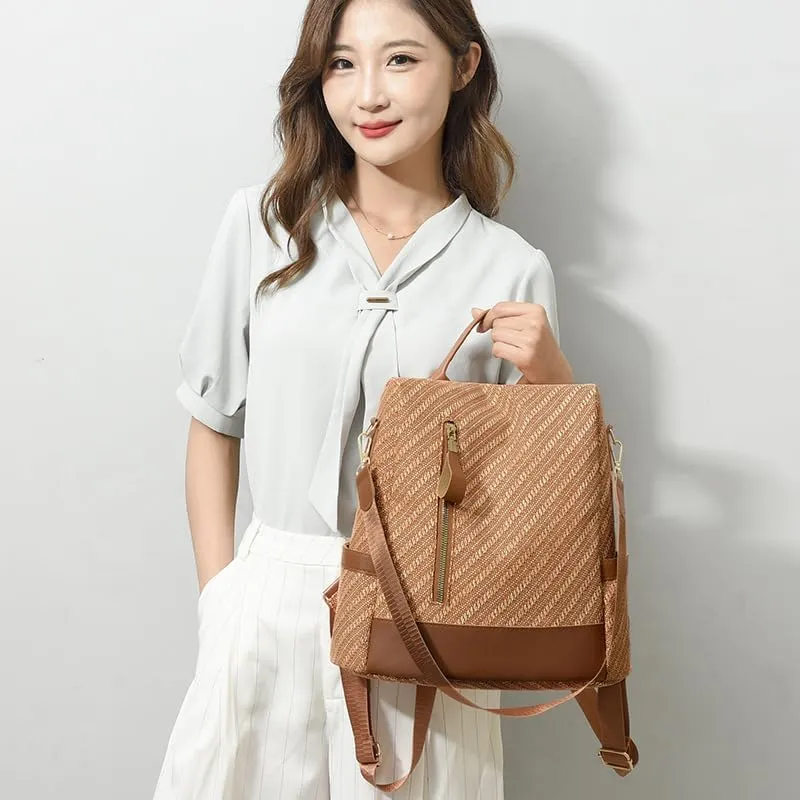 Women's Backpack Casual Daypack Large Capacity College Bookbag Lightweight Fashion Multipurpose Design Handbag Shoulder Bags (Brown)