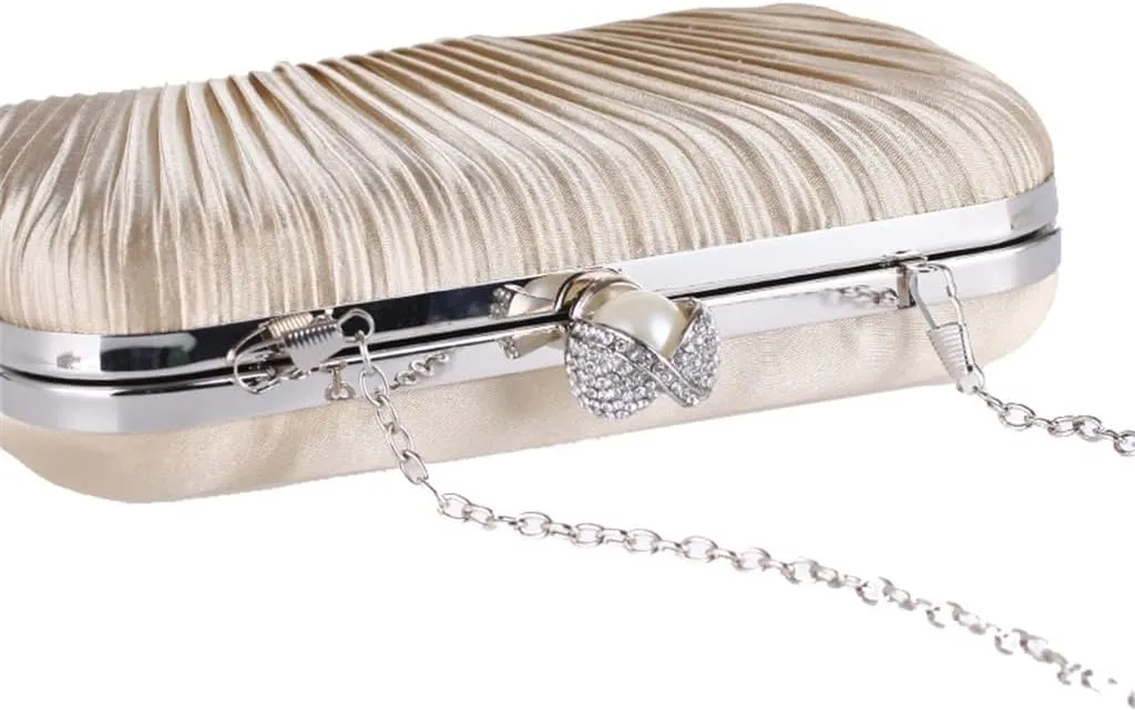 Women's Bag Europe and The United States Chain Evening Bag Set Diamond Dinner Party Bag Pleated Craft Clutch