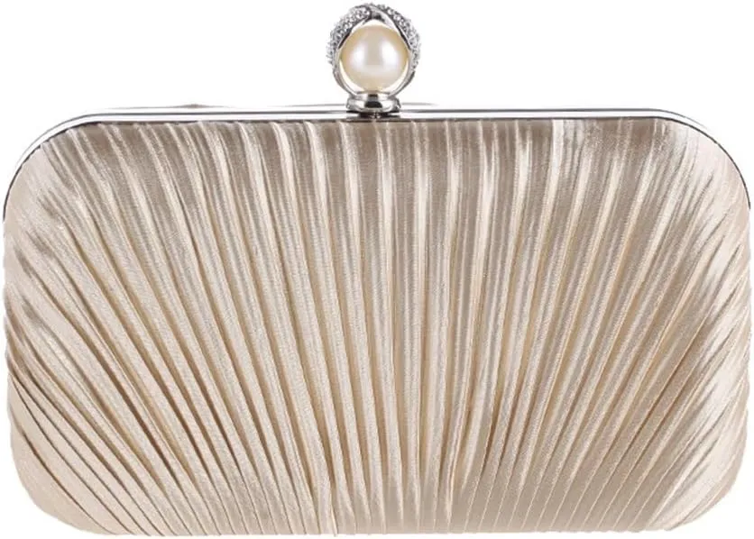Women's Bag Europe and The United States Chain Evening Bag Set Diamond Dinner Party Bag Pleated Craft Clutch