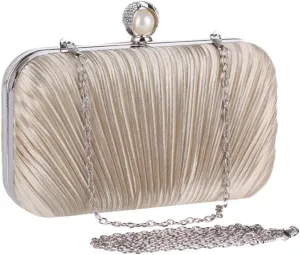 Women's Bag Europe and The United States Chain Evening Bag Set Diamond Dinner Party Bag Pleated Craft Clutch