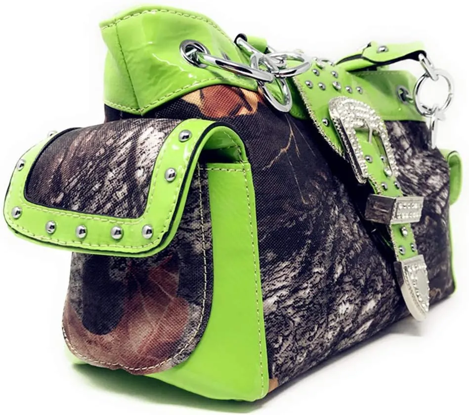 Women's Belt Buckle Purse Camou Handbag Purse in 5 colors