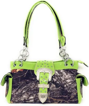 Women's Belt Buckle Purse Camou Handbag Purse in 5 colors