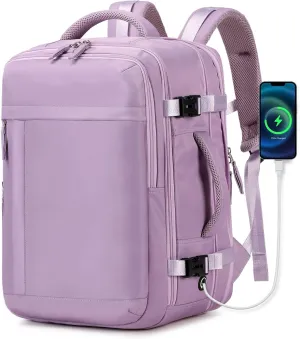 Women's Casual Daypack Backpacks, Carry On Travel Backpack Flight Approved, Expandable Multiple Compartments Laptop Backpack Purple