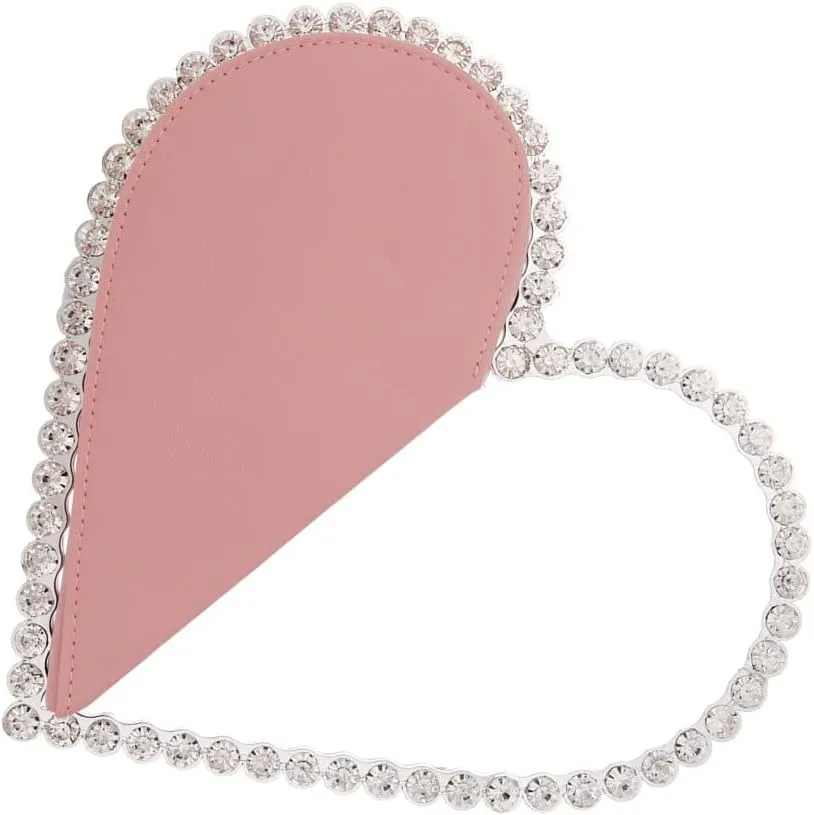 Women's Evening Clutch Bag, Heart Rhinestone Diamond Clutch Purse Wedding Party Purse Handbag for Women