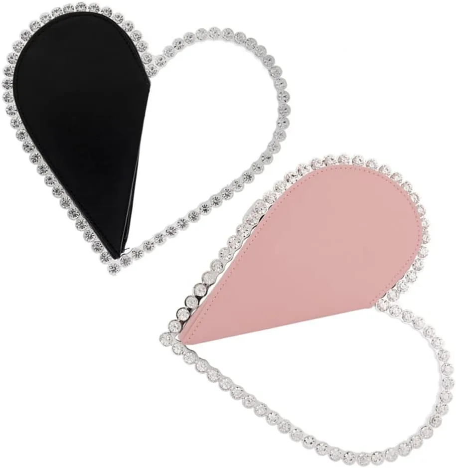 Women's Evening Clutch Bag, Heart Rhinestone Diamond Clutch Purse Wedding Party Purse Handbag for Women