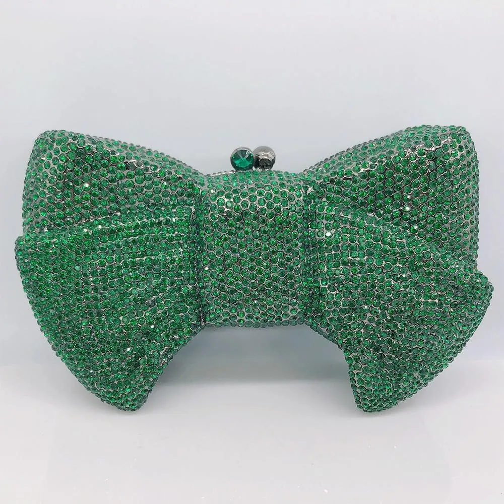 Women's Evening Handbags Luxury Purses and Handbags Rhinestone Wedding Clutch Purses for Women Diamond Purse Bow Dark Green