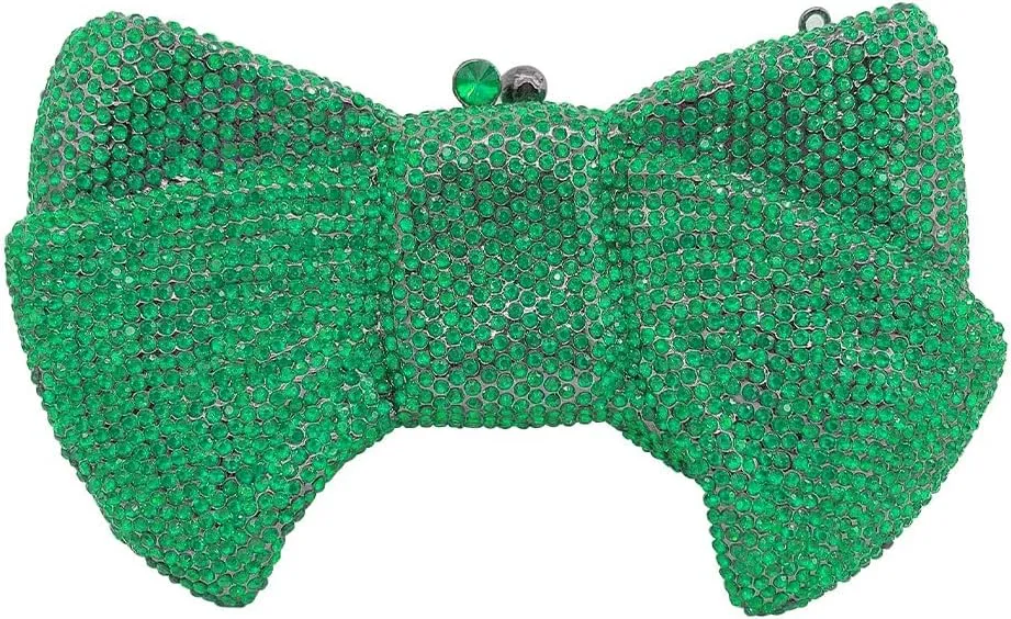 Women's Evening Handbags Luxury Purses and Handbags Rhinestone Wedding Clutch Purses for Women Diamond Purse Bow Dark Green