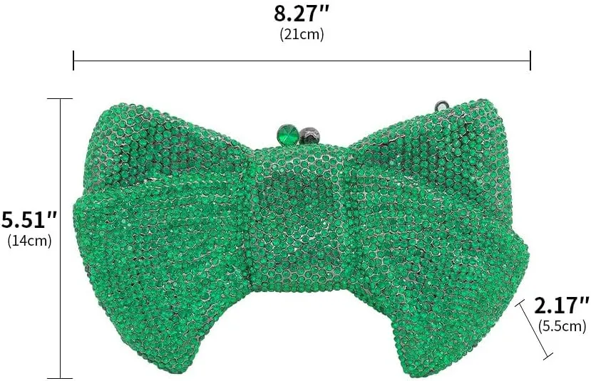 Women's Evening Handbags Luxury Purses and Handbags Rhinestone Wedding Clutch Purses for Women Diamond Purse Bow Dark Green