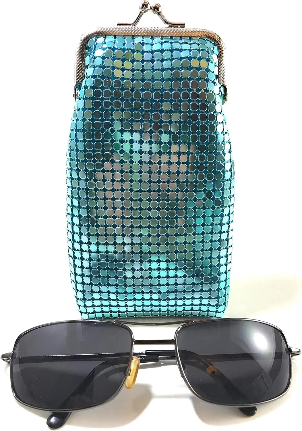Women's Eyeglass Case with Coin Purse Metal Mesh