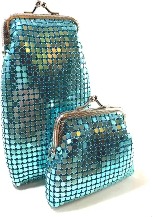 Women's Eyeglass Case with Coin Purse Metal Mesh