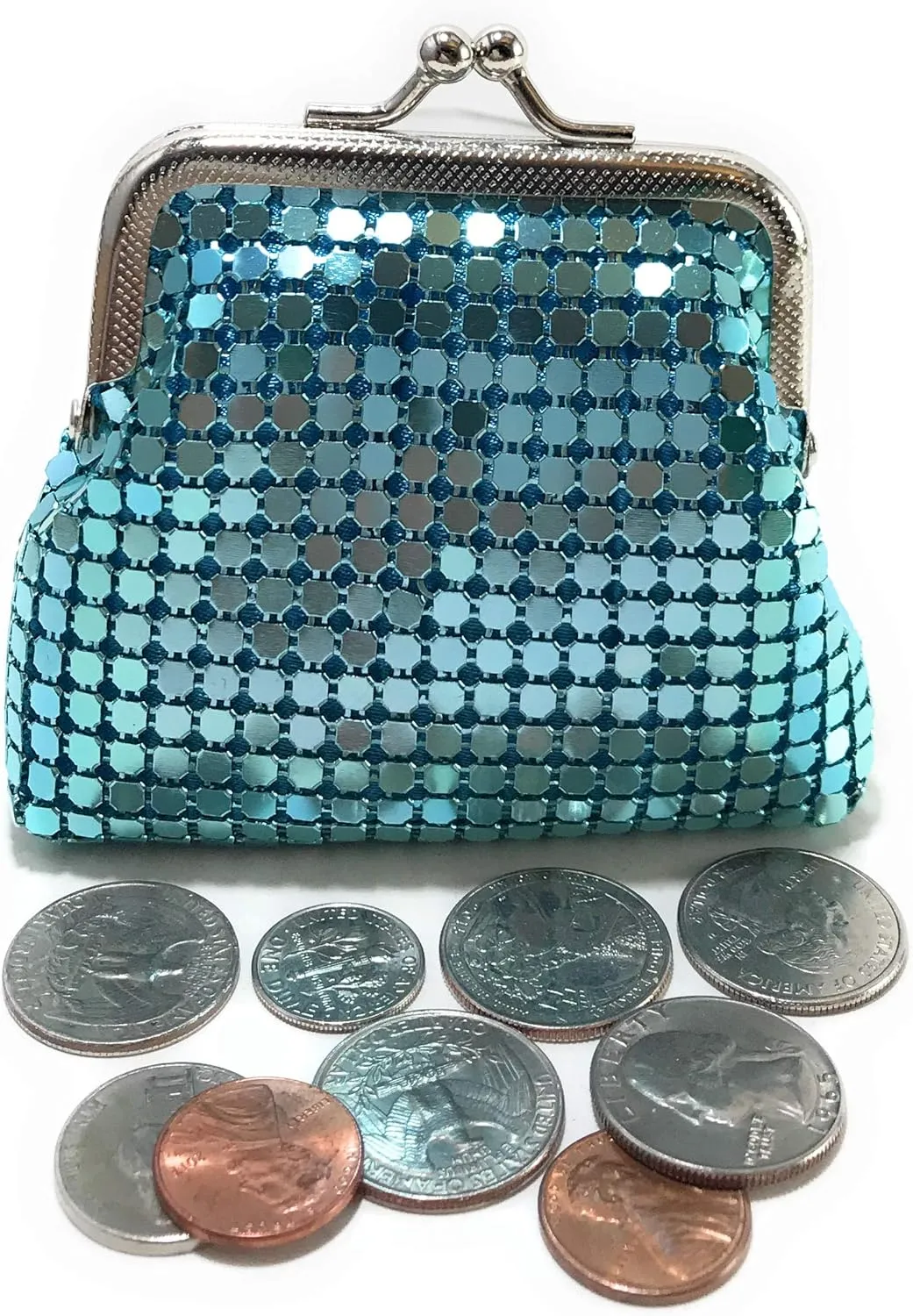 Women's Eyeglass Case with Coin Purse Metal Mesh