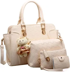 Women's Fashion Handbags Tote Bags Shoulder Bag Top Handle Satchel Purse Set 4pcs Black